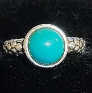 MICHAEL Dawkins Turquoise Caviar ring set in silver size 5.5